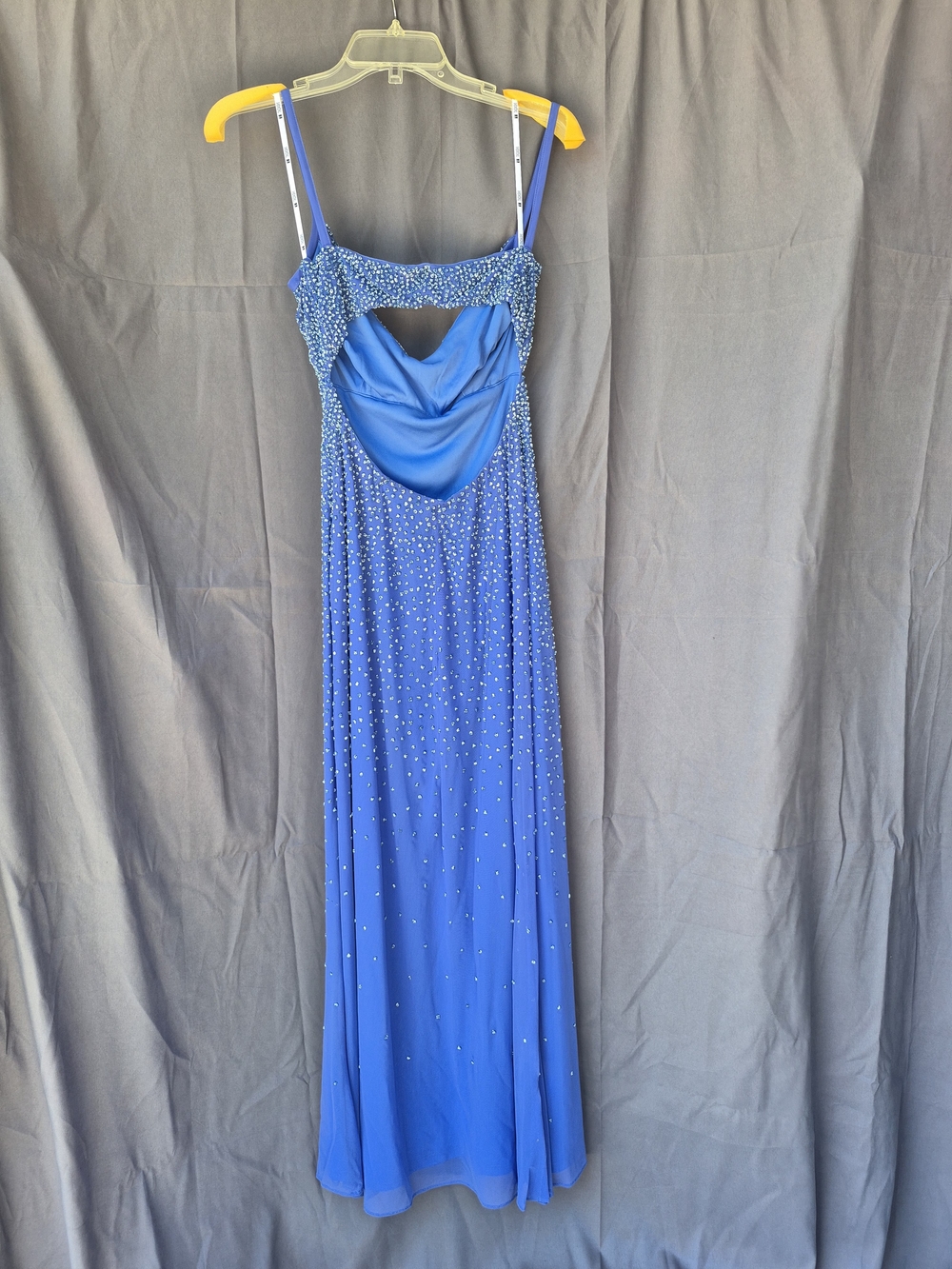 Vintage Tadish Blue Beaded Cowl Neck Evening Dress With Sparkles NEW